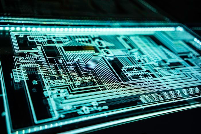 Circuit board detail representing security-first engineering